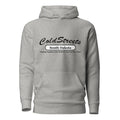 Light gray hooded sweatshirt with Cold Streets South Dakota design in carbon grey white