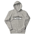 Gray hooded sweatshirt with Cold Stream Vermont text in carbon grey white color