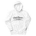 White hooded sweatshirt featuring Cold Street Wyoming design from CS Clothing Co