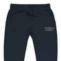 Navy blue unisex sweatpants with Cold Spaces text for Cold Streets Clothing