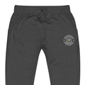 Dark gray unisex sweatpants with embroidered logo patch from Cold Streets Clothing