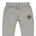 Gray unisex sweatpants with circular logo patch for Cold Streets Clothing 0-WW-3