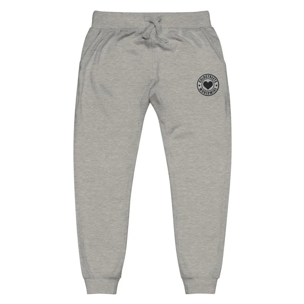 Light gray unisex sweatpants with embroidered logo patch from CS Clothing Co 0-WW-3