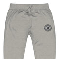 Gray unisex sweatpants with circular logo patch, perfect for Cold Streets Clothing 0-WW-4