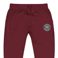 Burgundy unisex sweatpants with peace sign logo patch from CS Clothing Co. 0-WW-6 collection