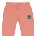 Pink unisex sweatpants with peace symbol patch, part of CS Clothing Co. 0-WW-6 collection