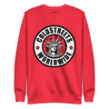 Red sweatshirt with Coldstreets Worldwide logo and Statue of Liberty design