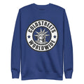 Navy blue sweatshirt with Statue of Liberty logo from CS Clothing Co. in carbon grey white