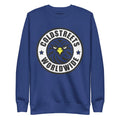 Navy blue sweatshirt with Coldstreets Worldwide eagle logo, perfect for stylish layering