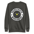 Dark gray sweatshirt with Coldstreets Worldwide eagle logo in carbon grey white design