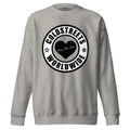 Grey sweatshirt with Cold Streets Worldwide logo in Carbon Grey White for CS Clothing Co