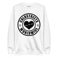 White sweatshirt with Coldstreets Worldwide logo, perfect for dusty rose team style