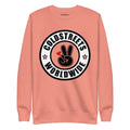 Peach sweatshirt with Coldstreets Worldwide logo in dusty rose team color