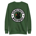 Royal Forest Green sweatshirt with Coldstreets Worldwide logo and peace sign hand gesture