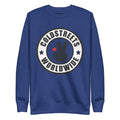 Navy blue sweatshirt featuring Coldstreets Worldwide logo from CS Clothing Co. US 0-WW-4