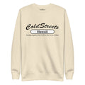 Cream-colored sweatshirt with ColdStreets Hawaii for the Dusty Rose Team apparel