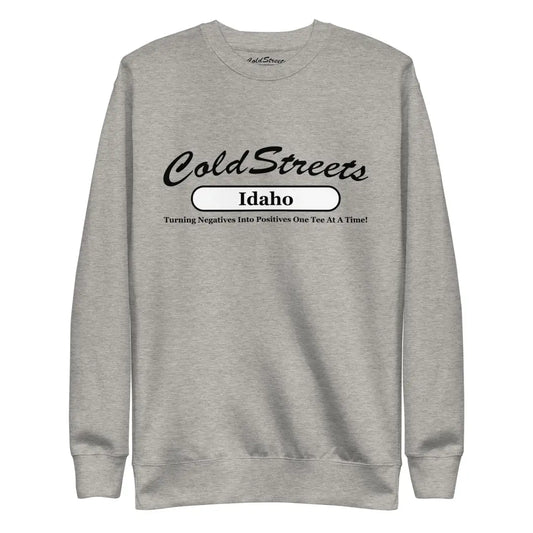 Gray sweatshirt with ColdStreets Idaho for dusty rose team apparel from CS Clothing Co