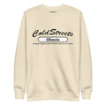 Cream-colored sweatshirt with ColdStreets Illinois print, part of the Red Team Royal collection