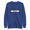 Navy blue sweatshirt with Illinois text design from CS Clothing Co, perfect for the red team