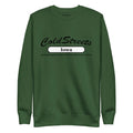 Forest green sweatshirt with ColdStreets Iowa design from CS Clothing Co. for trendy styles