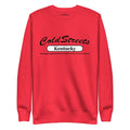 Red sweatshirt with ColdStreets Kentucky text from CS Clothing Co in carbon grey white