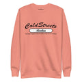Peach sweatshirt with ColdStreets Alaska print from CS Clothing Co in dusty rose team style