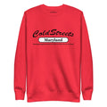 Red sweatshirt featuring ColdStreets Maryland design from CS Clothing Co