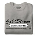 Grey t-shirt with Cold Streets Massachusetts and motivational slogan by CS Clothing Co