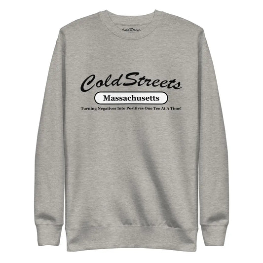 Gray sweatshirt with ColdStreets Massachusetts print in carbon grey white style