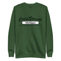 Forest green sweatshirt with ColdStreets Michigan text from CS Clothing Co. USA