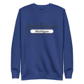 Navy blue sweatshirt with Michigan text design from CS Clothing Co in grey white bone color