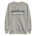 Gray sweatshirt featuring ColdStreets New Hampshire from CS Clothing Co. in carbon grey white