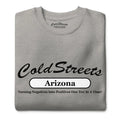 Grey t-shirt featuring Cold Streets Arizona, perfect for a positive mindset in carbon grey white