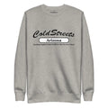 Grey sweatshirt with ColdStreets Arizona text, featuring carbon grey white design