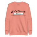 Peach-colored sweatshirt with ColdStreets Arizona, perfect with carbon grey white accents