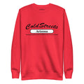 Red sweatshirt featuring ColdStreets Arizona design from CS Clothing Co. in various colors