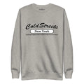 Gray sweatshirt with ColdStreets New York text in carbon grey white for stylish comfort