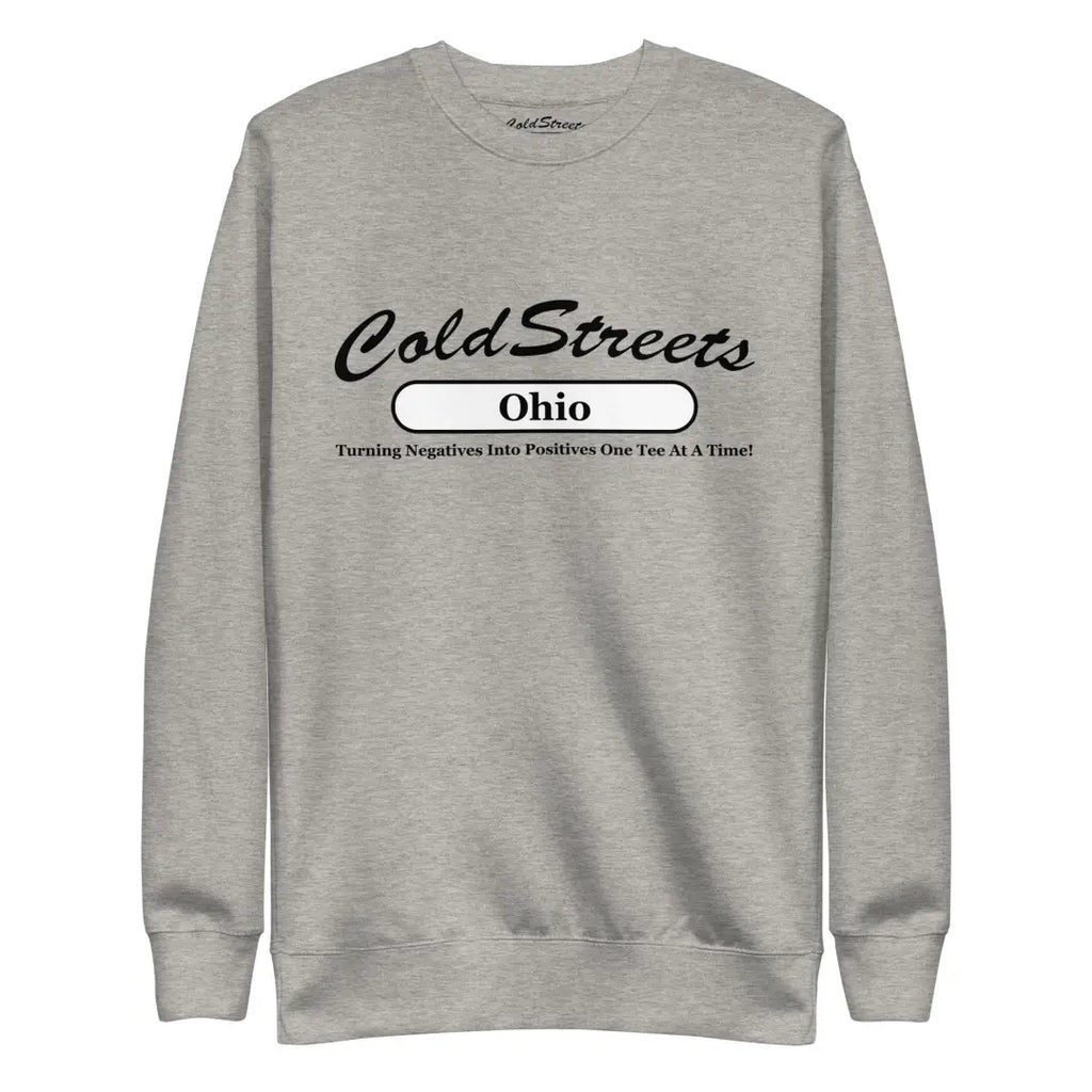 Grey sweatshirt featuring ColdStreets Ohio, perfect for the Dusty Rose Team