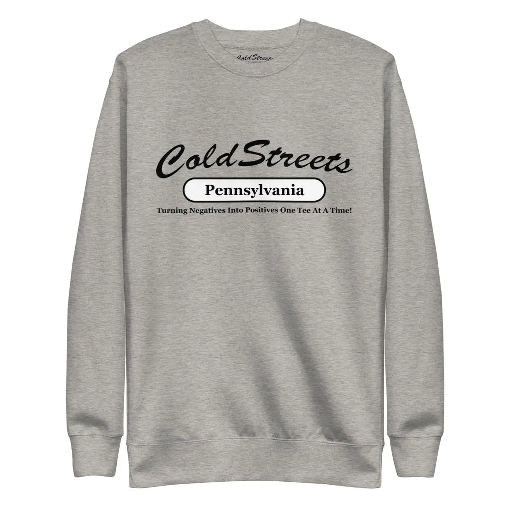 Grey sweatshirt with ColdStreets Pennsylvania for the dusty rose team look