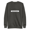 Dark gray sweatshirt featuring Rhode Island text for the dusty rose team