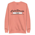 Peach-colored sweatshirt featuring ColdStreets Utah design from CS Clothing Co