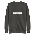 Dark gray Utah sweatshirt, carbon grey with white text from CS Clothing Co