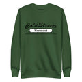 Forest green sweatshirt featuring ColdStreets Vermont design from CS Clothing Co