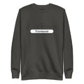 Dark gray sweatshirt featuring Vermont text from CS Clothing Co. in carbon grey white