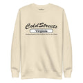 Cream-colored sweatshirt with ColdStreets Virginia text in black for casual style