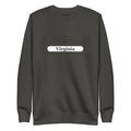 Dark gray sweatshirt with Virginia text, available in Carbon Grey color by CS Clothing Co