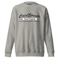 Grey sweatshirt featuring Cold Stream West Virginia text in carbon grey white color