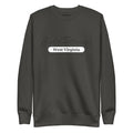 Dark gray sweatshirt with West Virginia text in carbon grey white from CS Clothing Co