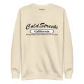 Cream-colored sweatshirt with ColdStreets California in black, perfect for carbon grey white style