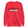 Red sweatshirt with ColdStreets California text, perfect for a stylish look in Carbon Grey